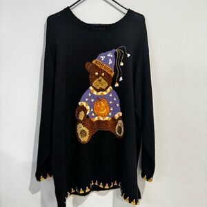 Vintage Quacker Factory Halloween Bear Pumpkin Cat Sweater Women’s Plus Size 1X